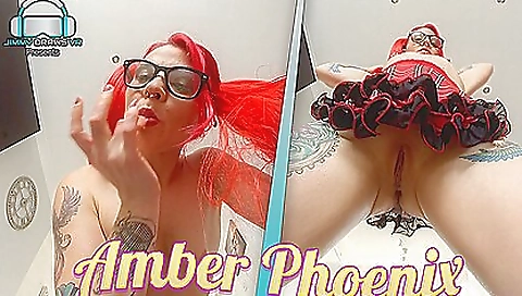 Sexy redhead with pigtails and glasses gives face sitting