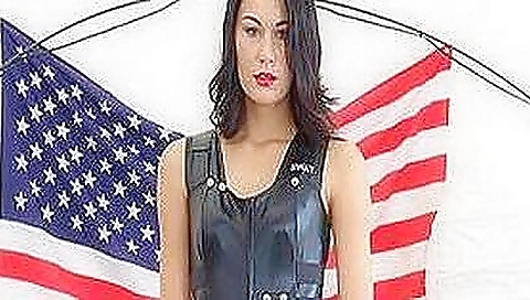 Sexy brunette in sexy stockings plays with her toy in vr