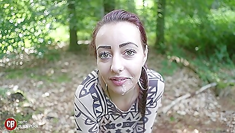 Hot brunette chick fucks in an outdoor group session