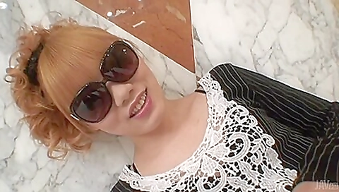 Japanese girl in stockings gets a cum shot and her pussy filled