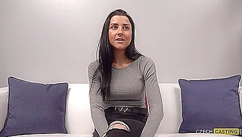 I am a horny brunette and i am getting my tits fucked