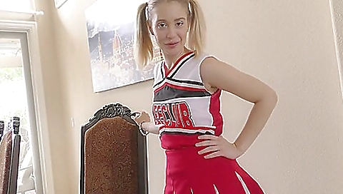 Pigtailed Inexperienced Cheerleader Gets Stretched Out By Older Man