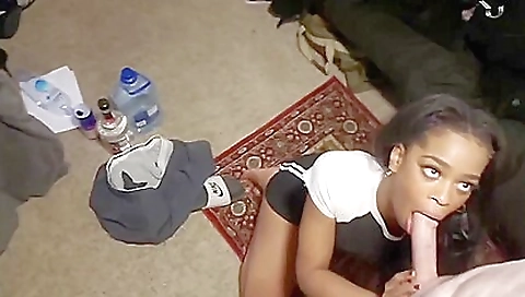 Ebony brunette is watching as her friend gets fucked