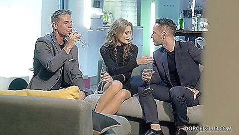 Hot brunette with a small ass and tattooed pussy at casino