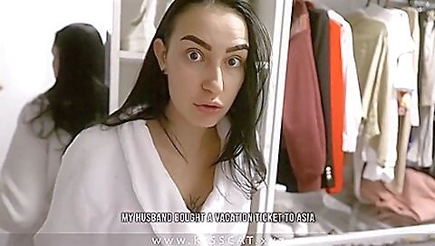 Step mother in a sexy black bikini receives creampie