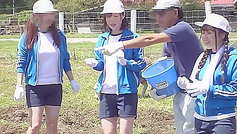 Japanese girl with natural tits sucks and fucks a stud