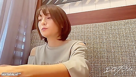 Japanese brunette getting her pussy creampied in porn video