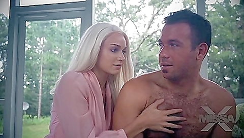 Tattooed blonde takes big cock in mouth and then in cunt