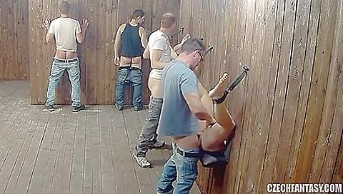 hairy pussy and big ass girls are enjoying the public fuck room