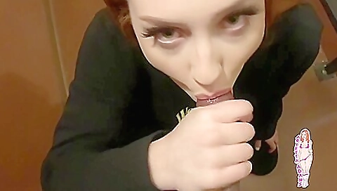 Redhead 18+ girl riding a black dick and giving blowjob