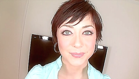 Brunette teen 18+ sucks a big cock and gets her face with cum