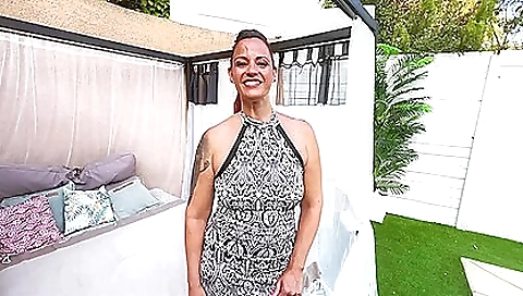 Brunette with huge tits gets a face to face blowjob