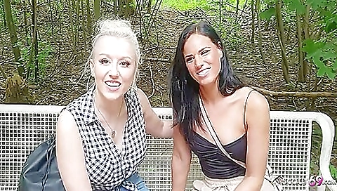 Two Real German teen 18+ Talk To Amateur Ffm 3some In Public Park