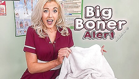 Sexy blonde nurse has a solo masturbation vid with herself