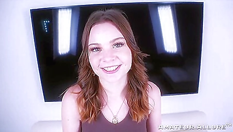 Amateur brunette swallows a big hard cock in deepthroat