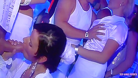 Blonde milf enjoys sex party with a group of horny dudes