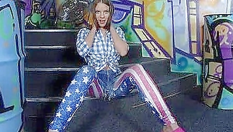 Busty brunette with big tits masturbating in solo video