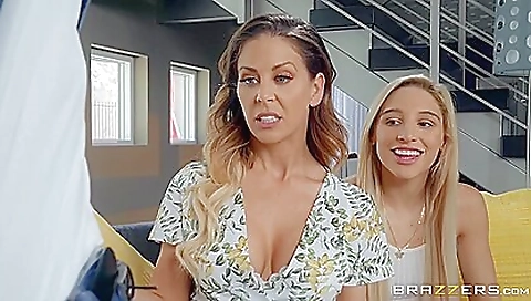 Sexy blonde brunette gets her pussy pounded in a threesome