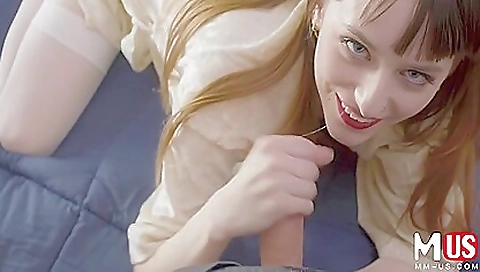 Lana in stockings and lingerie deep throats her lover