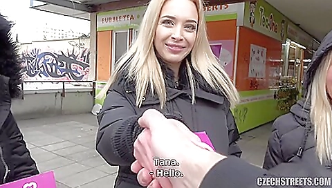 A blonde with shaved pussy in the favorite clothes gets fucked