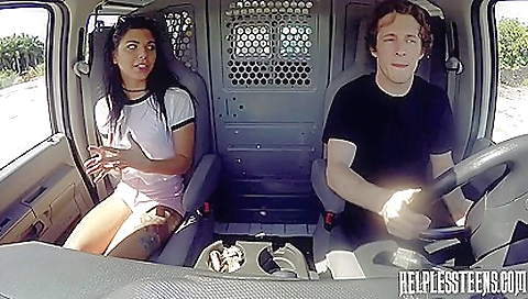 Latina in a tattooed hairy pussy sucks and cums on the couch